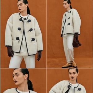 Source Unknown Clasp Front Shearling Coat, Vanilla white faux fur jacket